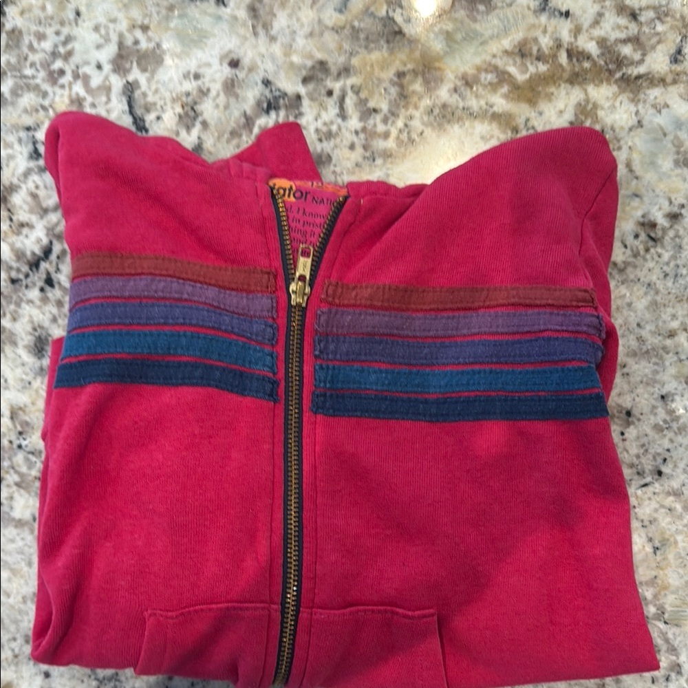 Aviator Nation Red Hoodie with Multicolor Stripes